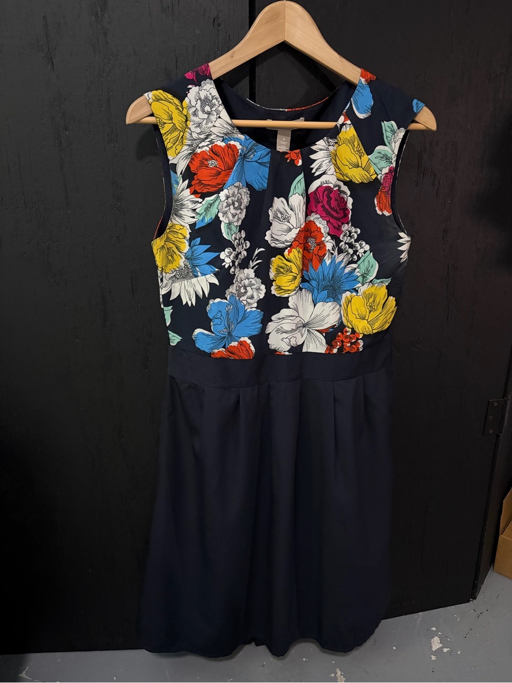 Banana Republic Navy Dress with Bright Floral Bodice
